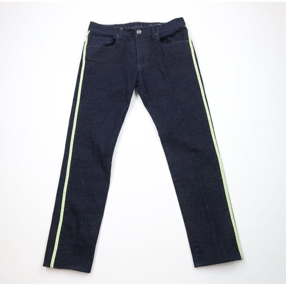 Armani Exchange Mens 34x30 Slim Fit Spell Out Reflective Stripe Denim Jeans